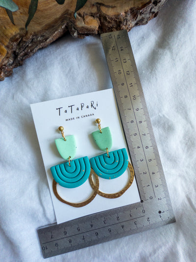 Teal and gold dangles