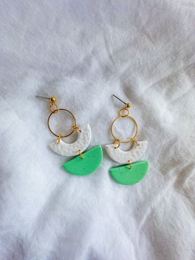 Tiered white and green dangles